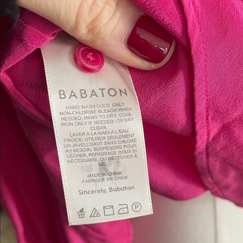 Babaton Aritzia Finta Women's Hot Pink Blouse Shirt XS - Picture 10 of 11
